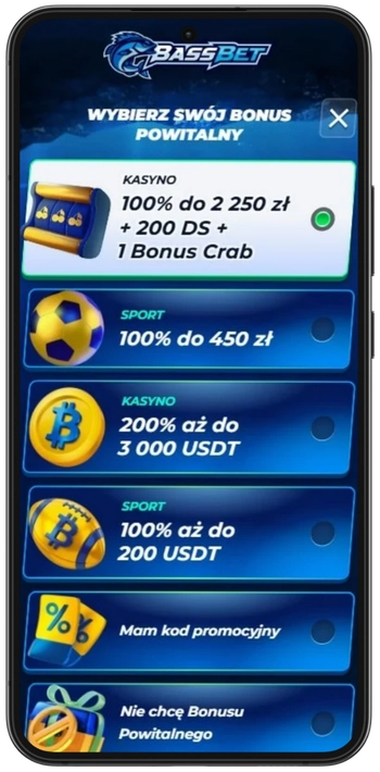 Wybór bonusu powitalnego w Bassbet Casino