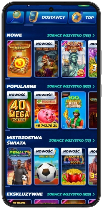 Wybór gry po rejestracji w Bassbet